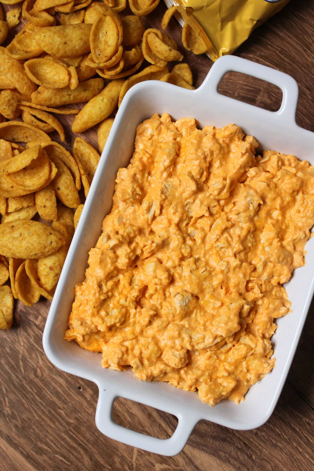 Buffalo chicken dip and fritos.
