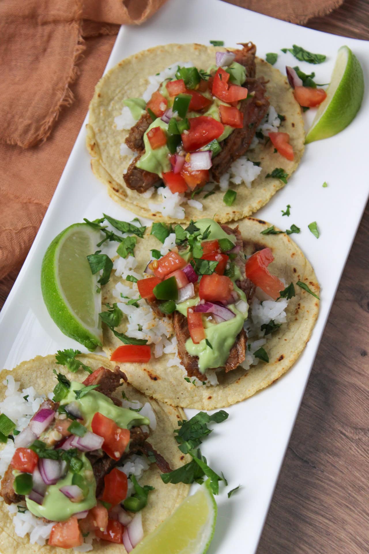 A plate of carne asada tacos.