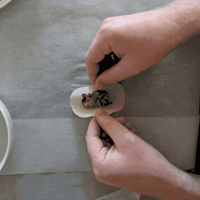 A GIF showing how to fold a dumpling