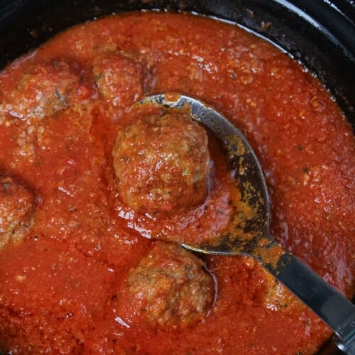 Crockpot Italian gravy and meatballs.