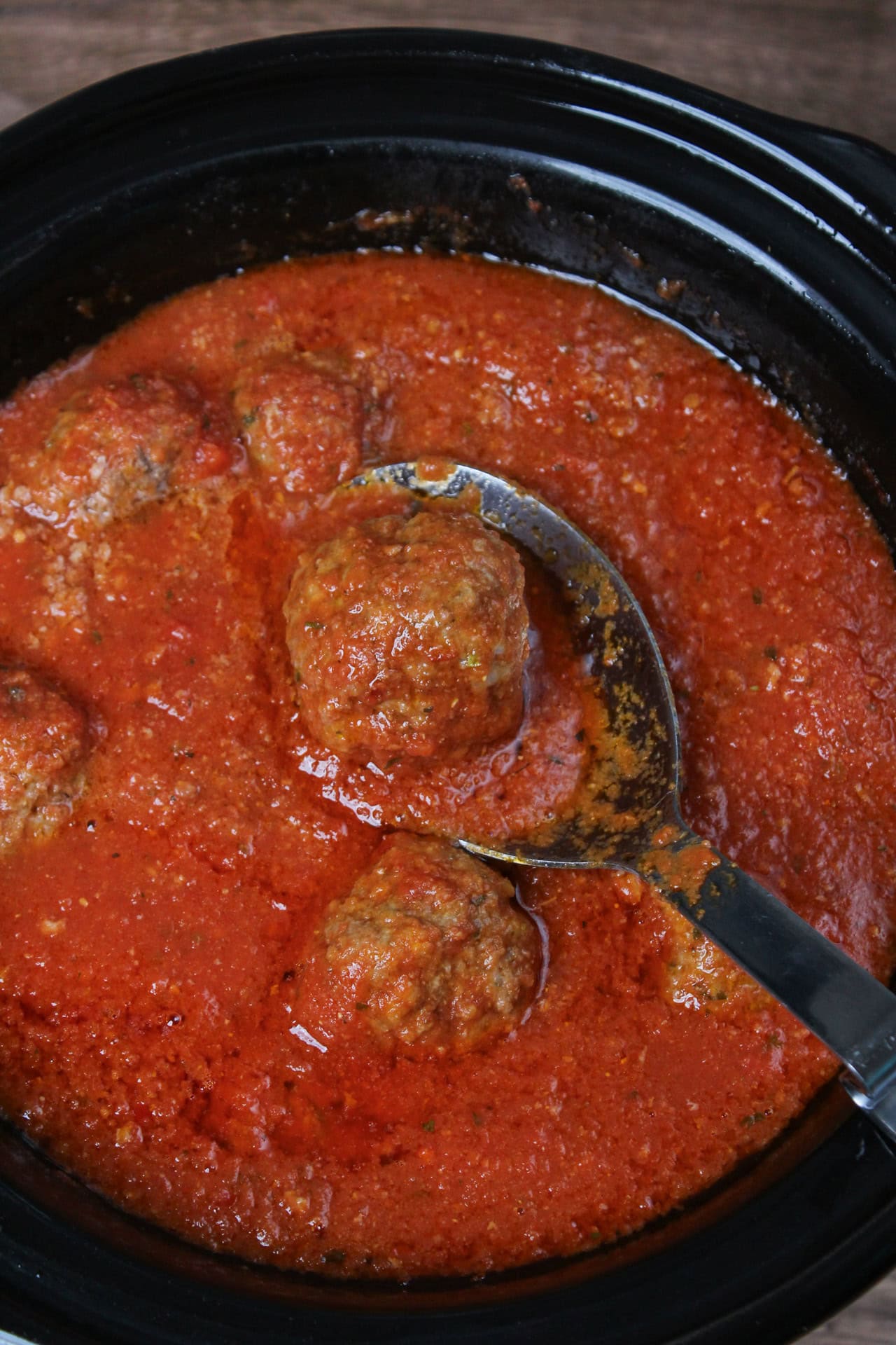 Crockpot Italian gravy and meatballs.