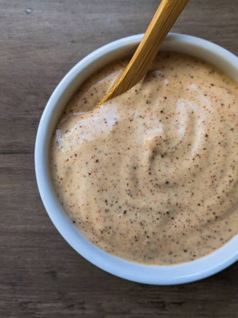 Homemade chipotle mayo in a serving bowl