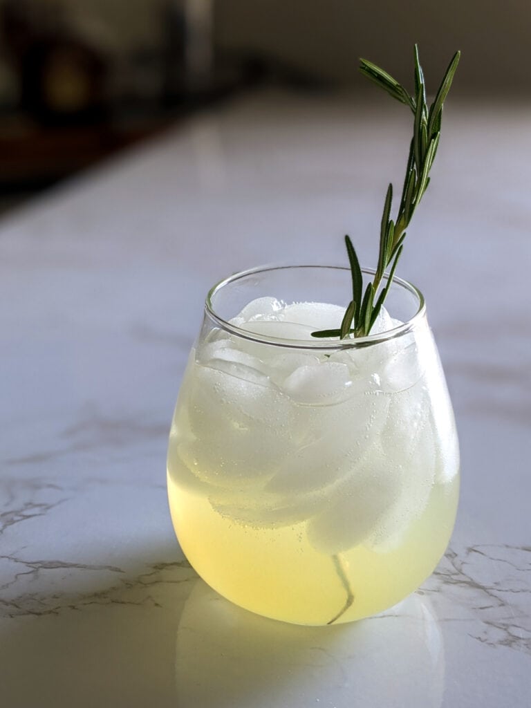 A rosemary vodka lemonade cocktail