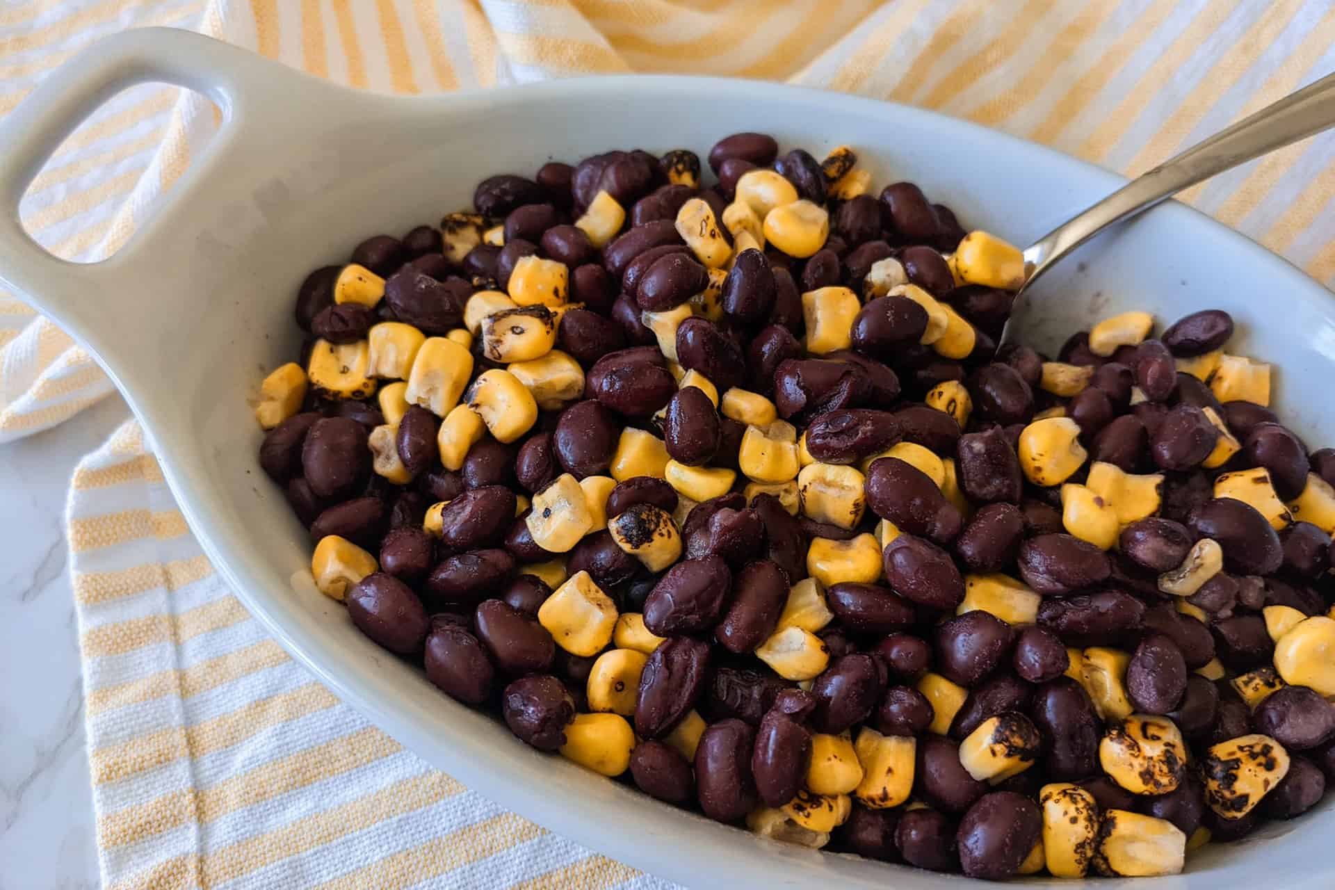 Black bean corn salsa with lime juice and sea salt
