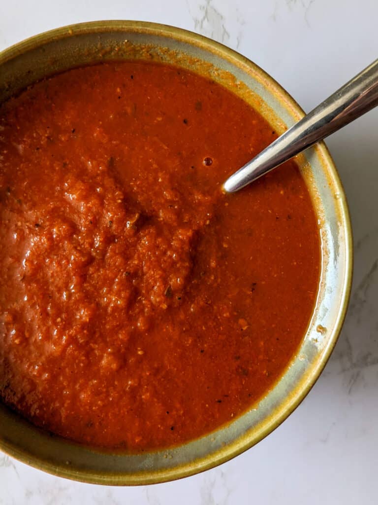 A bowl of spicy ranchero sauce
