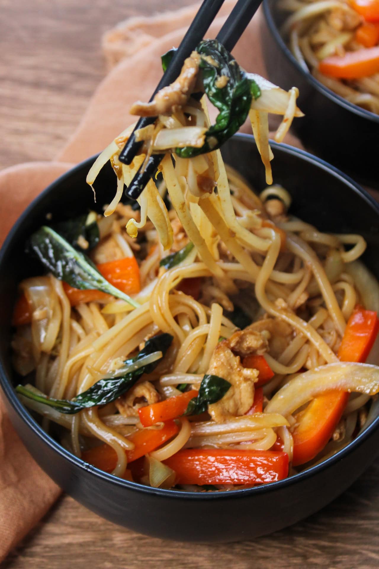 Thai drunken noodles.