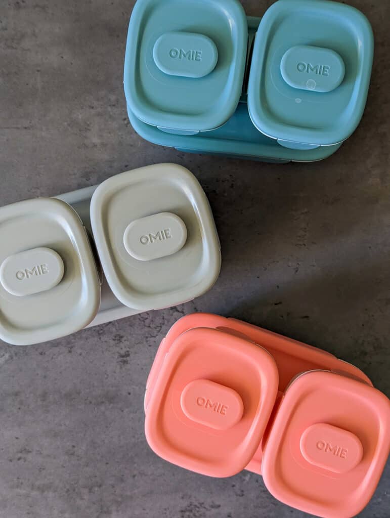 Three stackable bento box lunch containers for meal prep