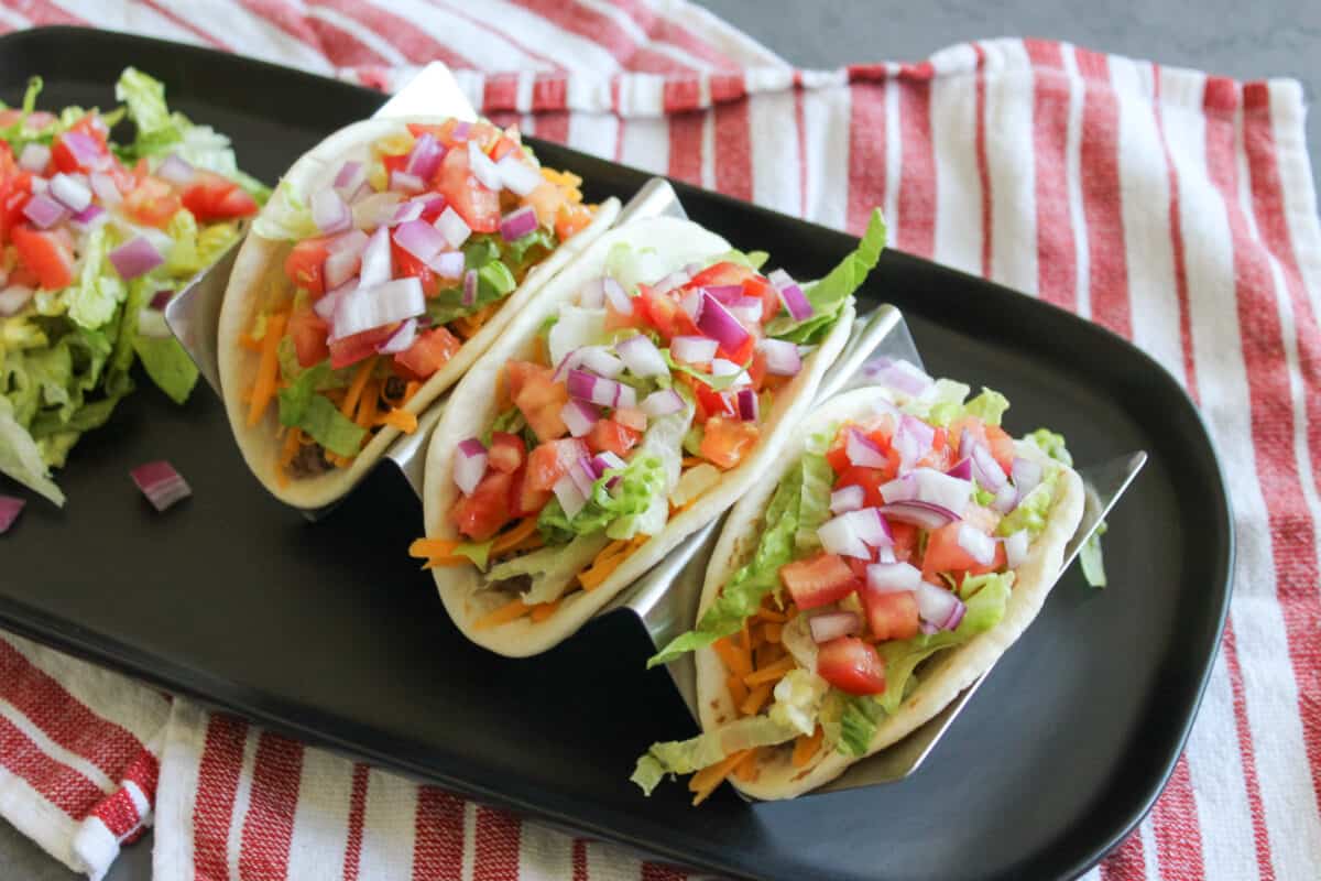 Easy cheeseburger tacos on a plate