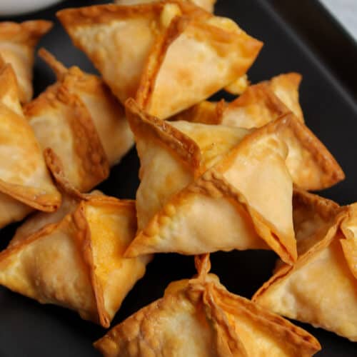 Crispy air fryer buffalo chicken rangoons.