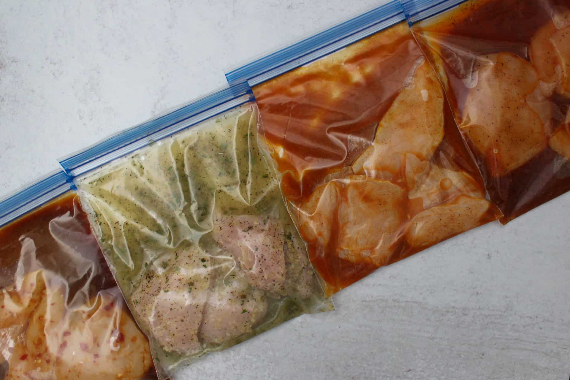 4 bags of freezer chicken marinades.