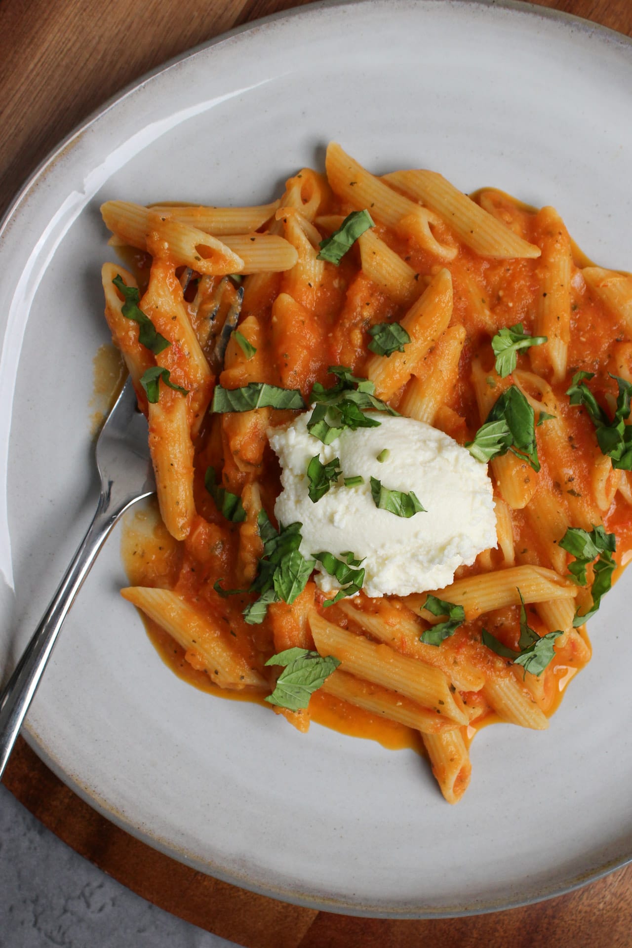 Italian pasta with ricotta cheese.