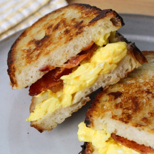 A bacon egg and cheese sandwich.