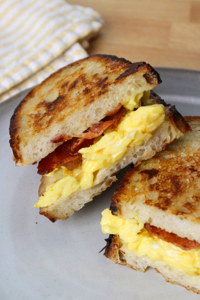 A bacon egg and cheese sandwich.