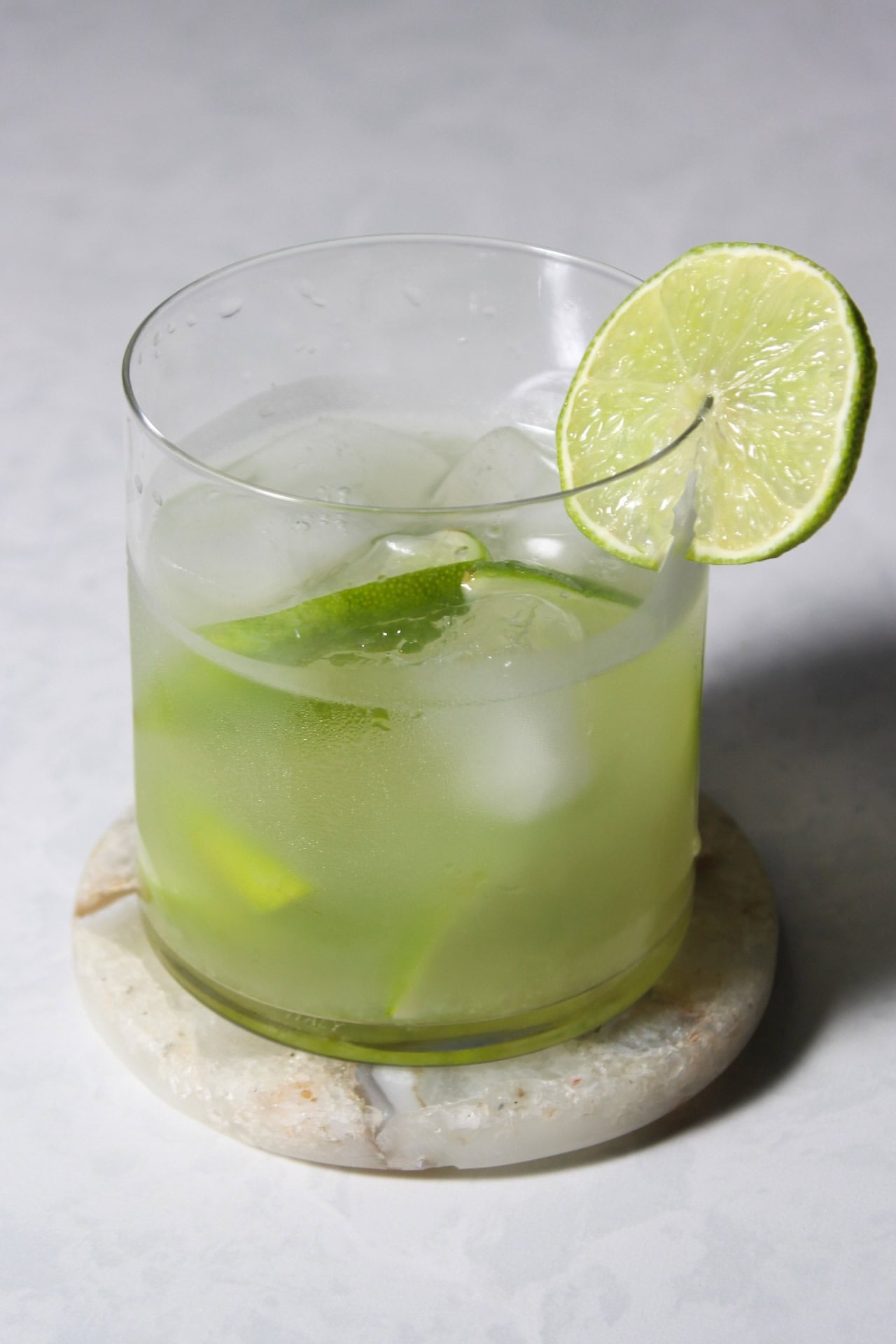 A rum cocktail with fresh lime.