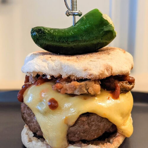 A spicy jalapeno burger with ghost pepper cheese.