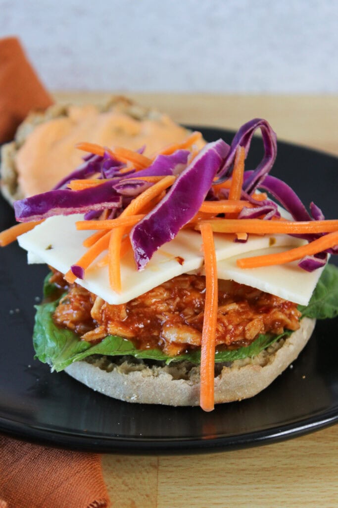 A Korean gochujang chicken sandwich.
