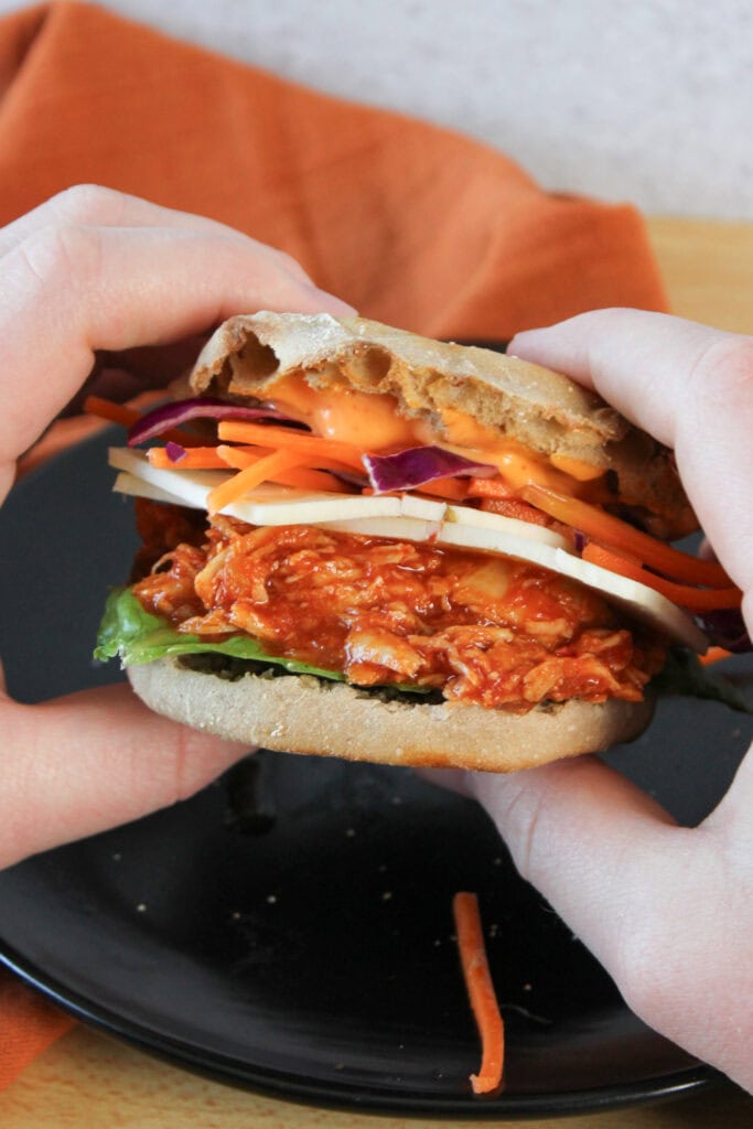 A spicy Korean chicken sandwich.