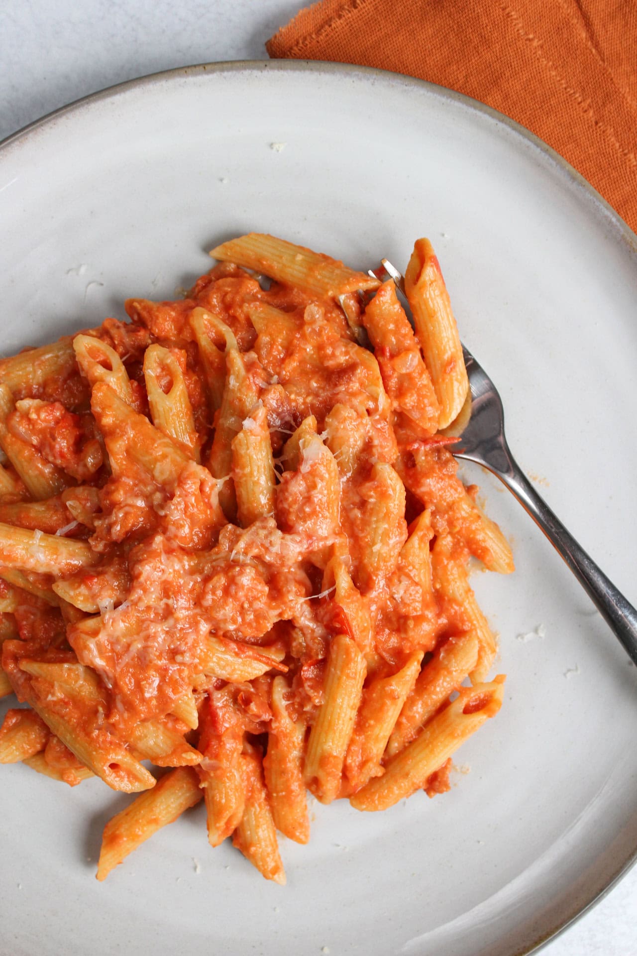 Penne pasta with vodka sauce.