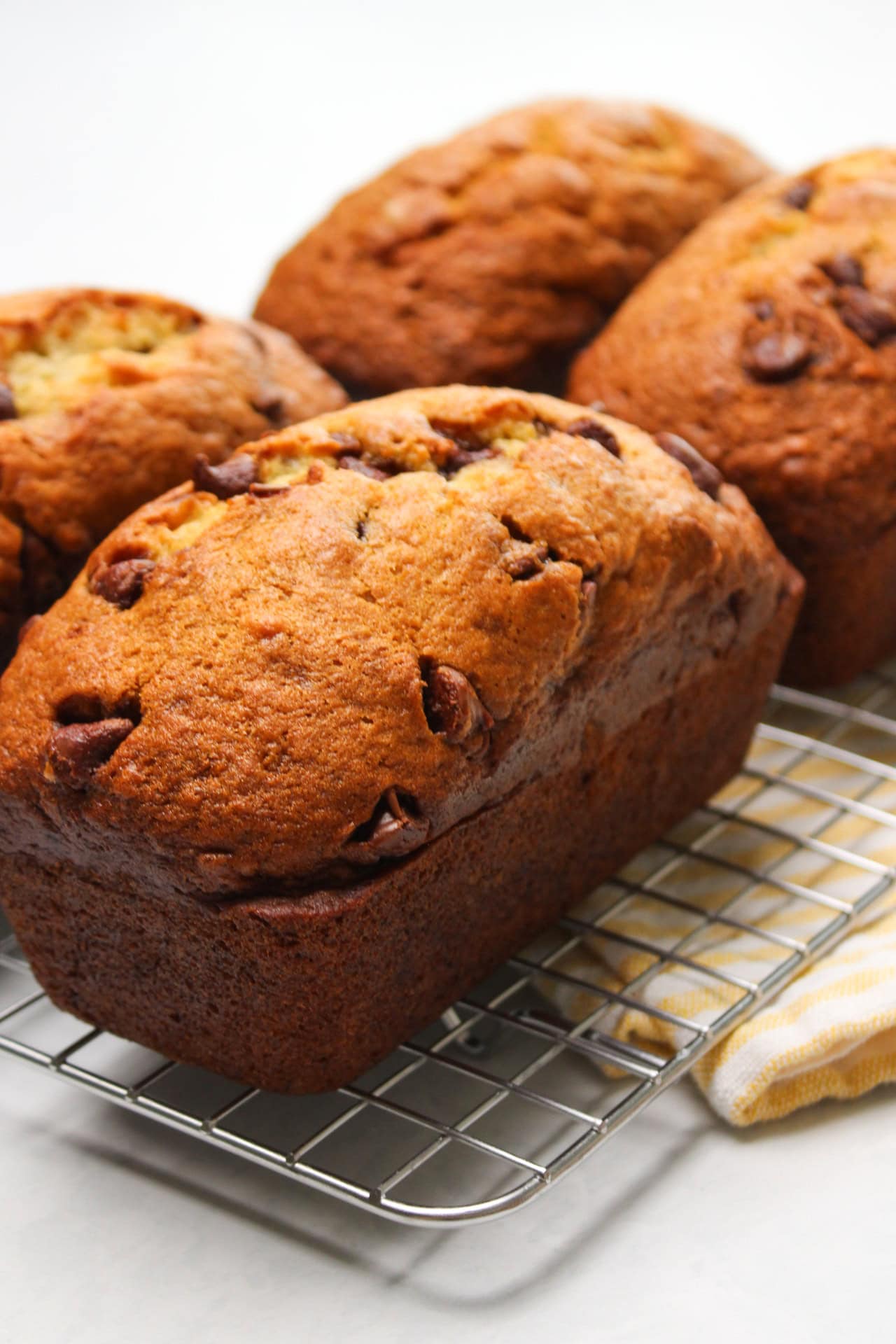 Loaves of chocolate chip banana bread.