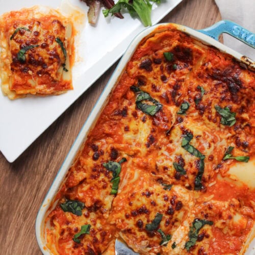 Vegetarian cottage cheese lasagna.