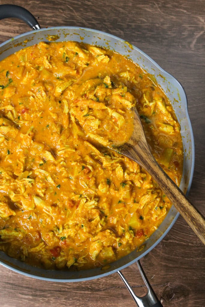 A large pan of pineapple curry.