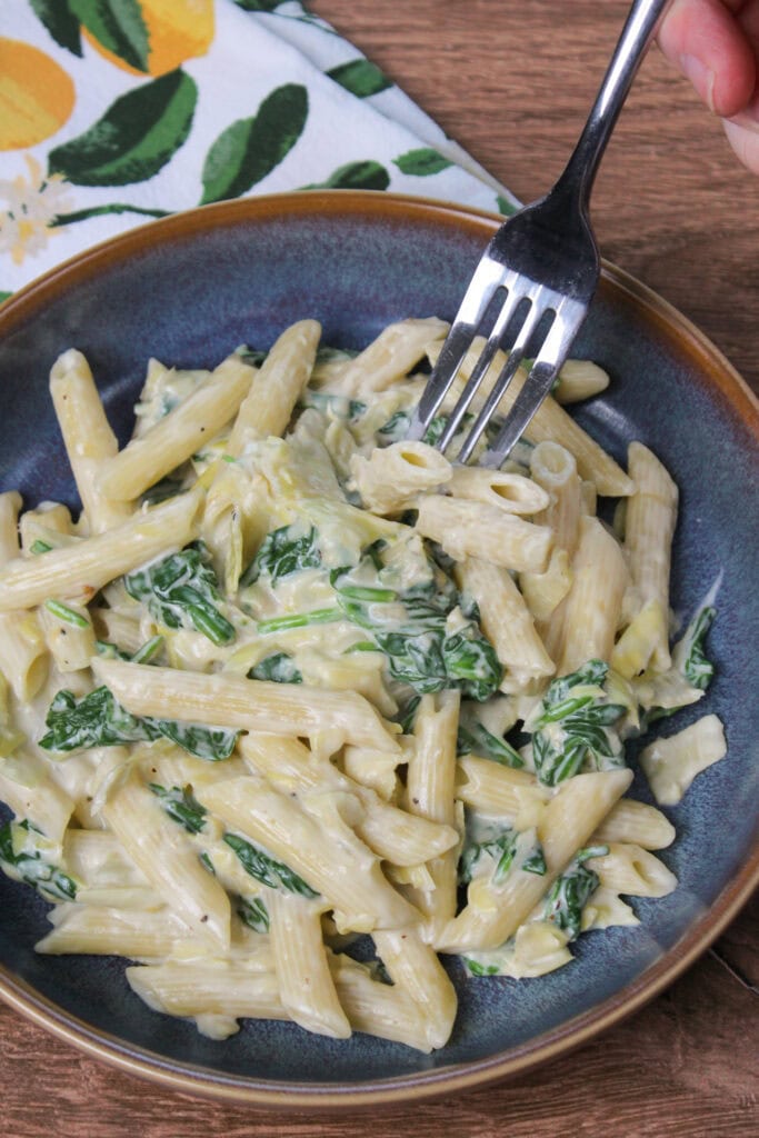 Spinach artichoke pasta.