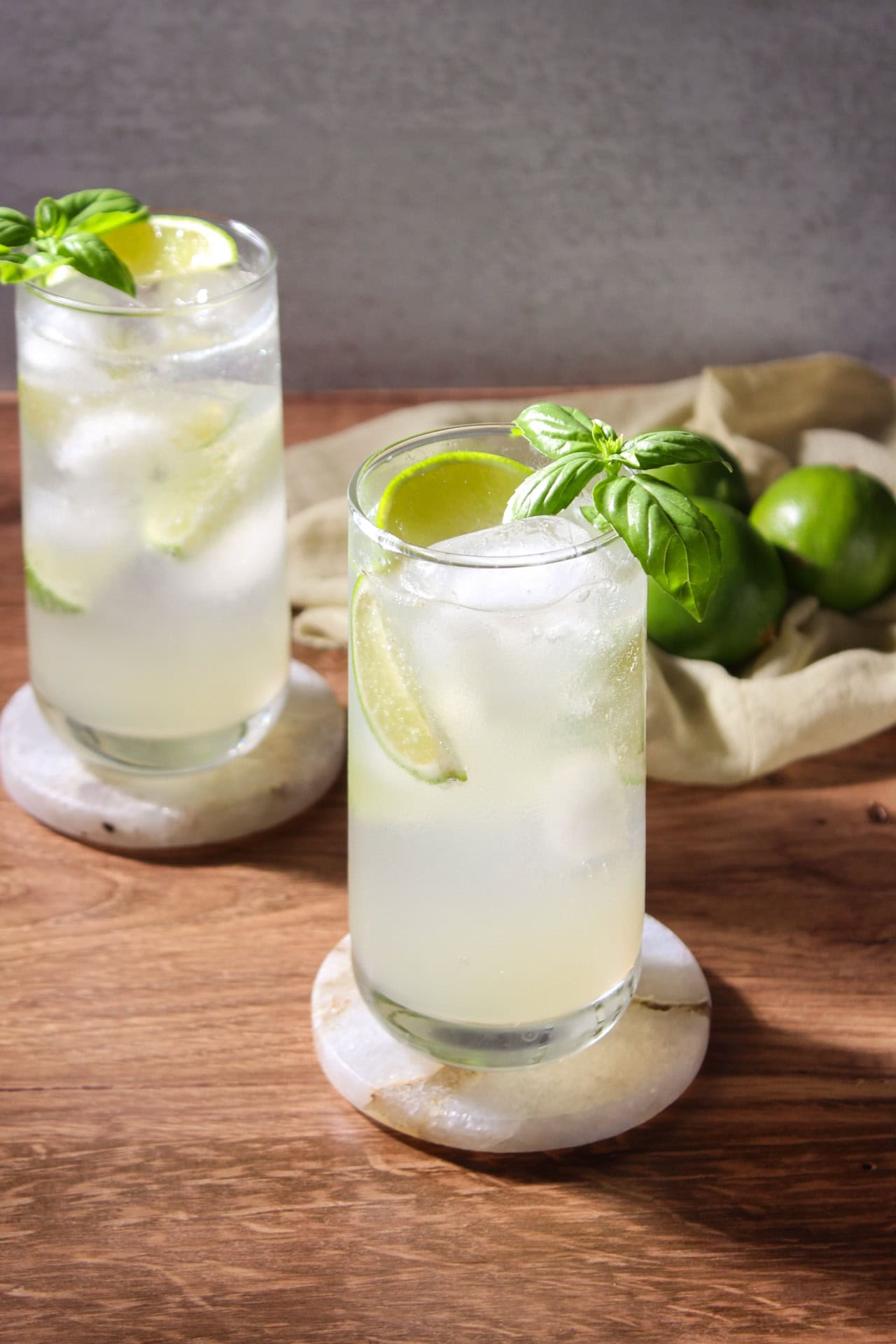 Two gin basil mojitos.