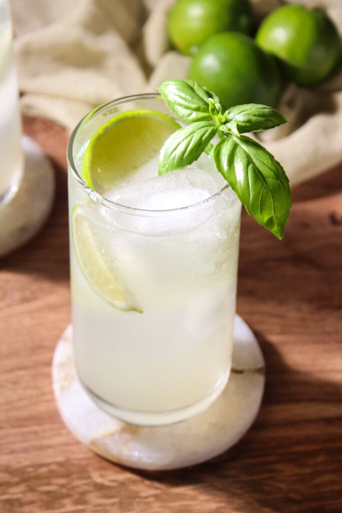 A gin basil cocktail.