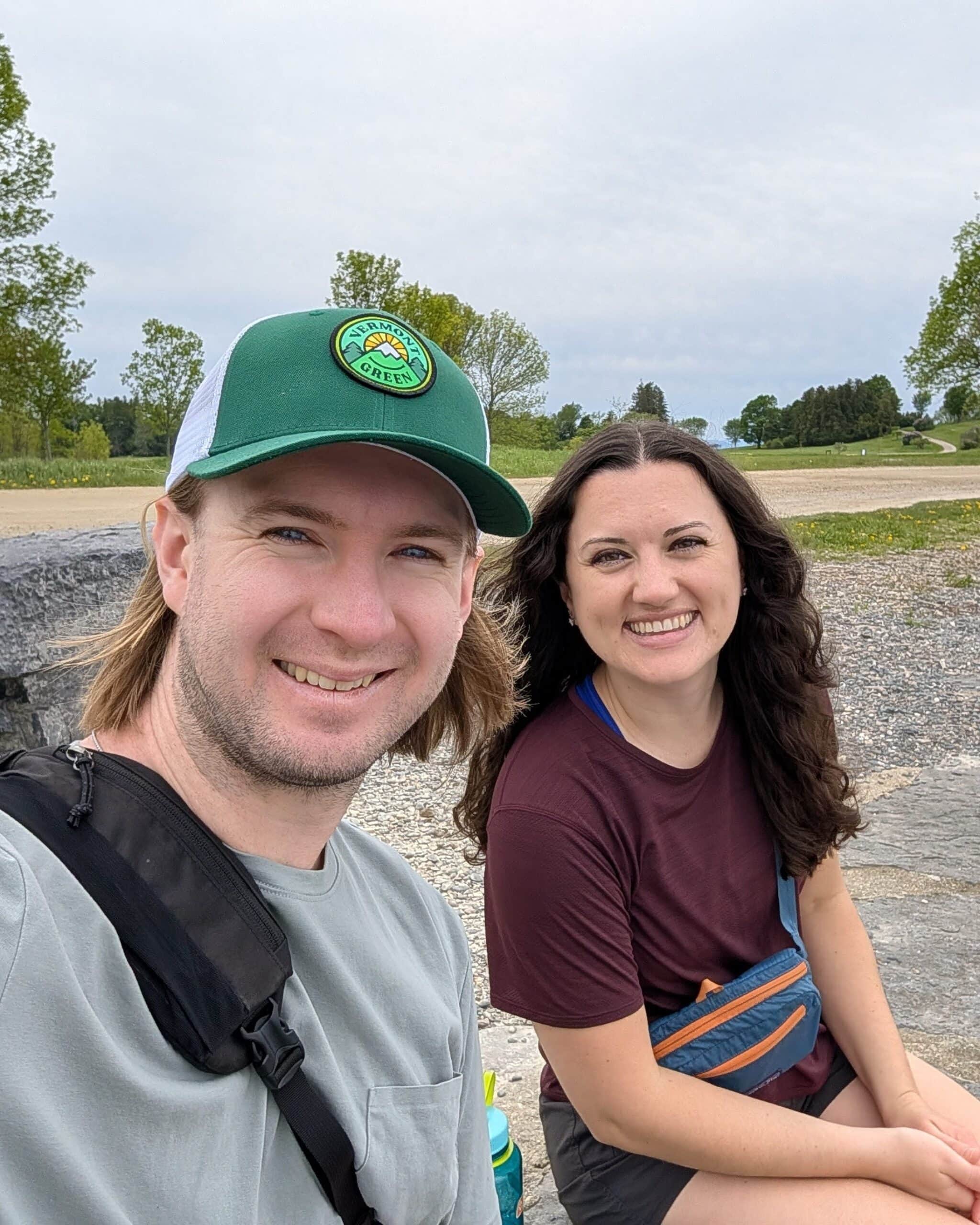Alex and Nicole smiling at Shelburne Farms.