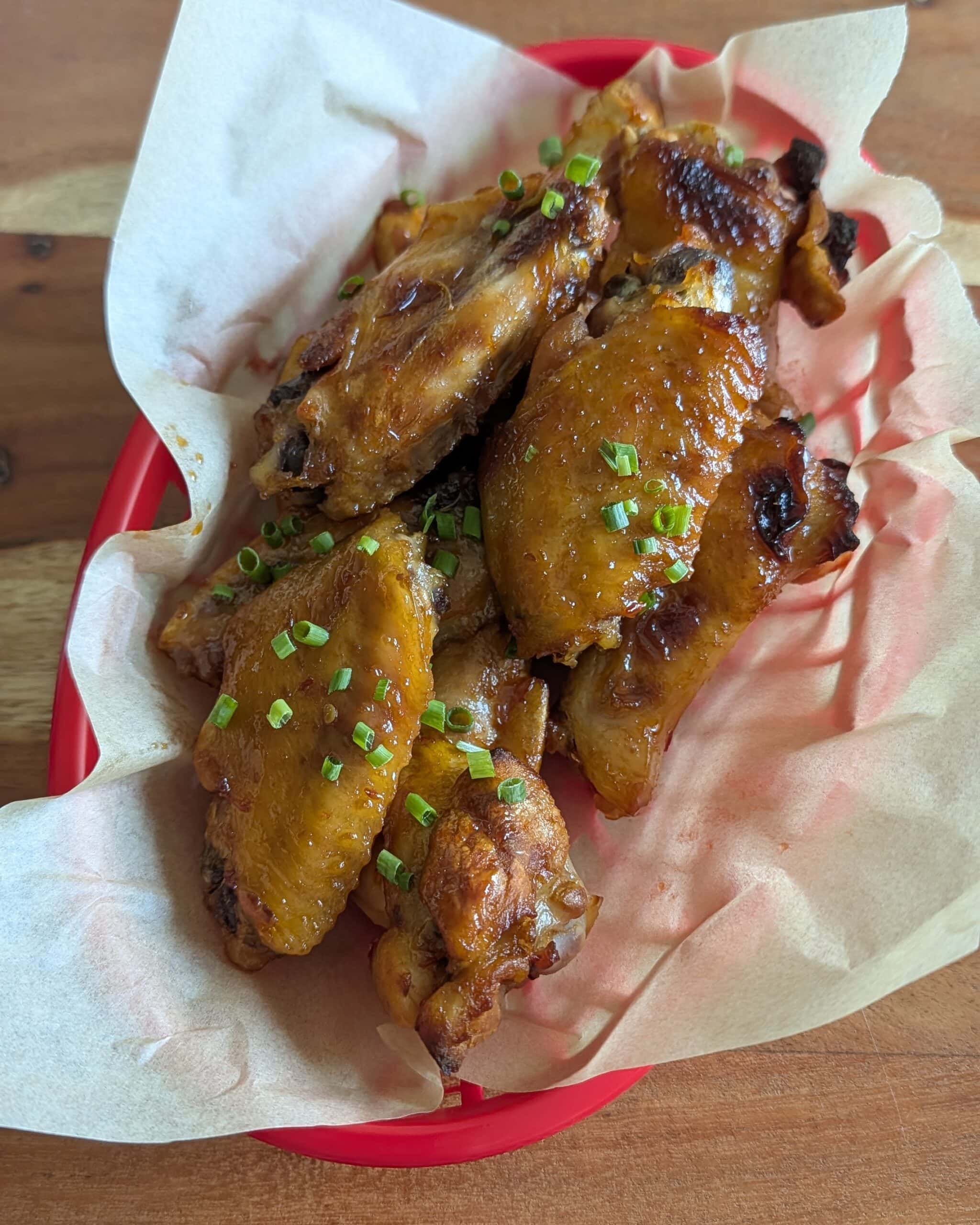 A basket of homemade chili lime chicken wings.